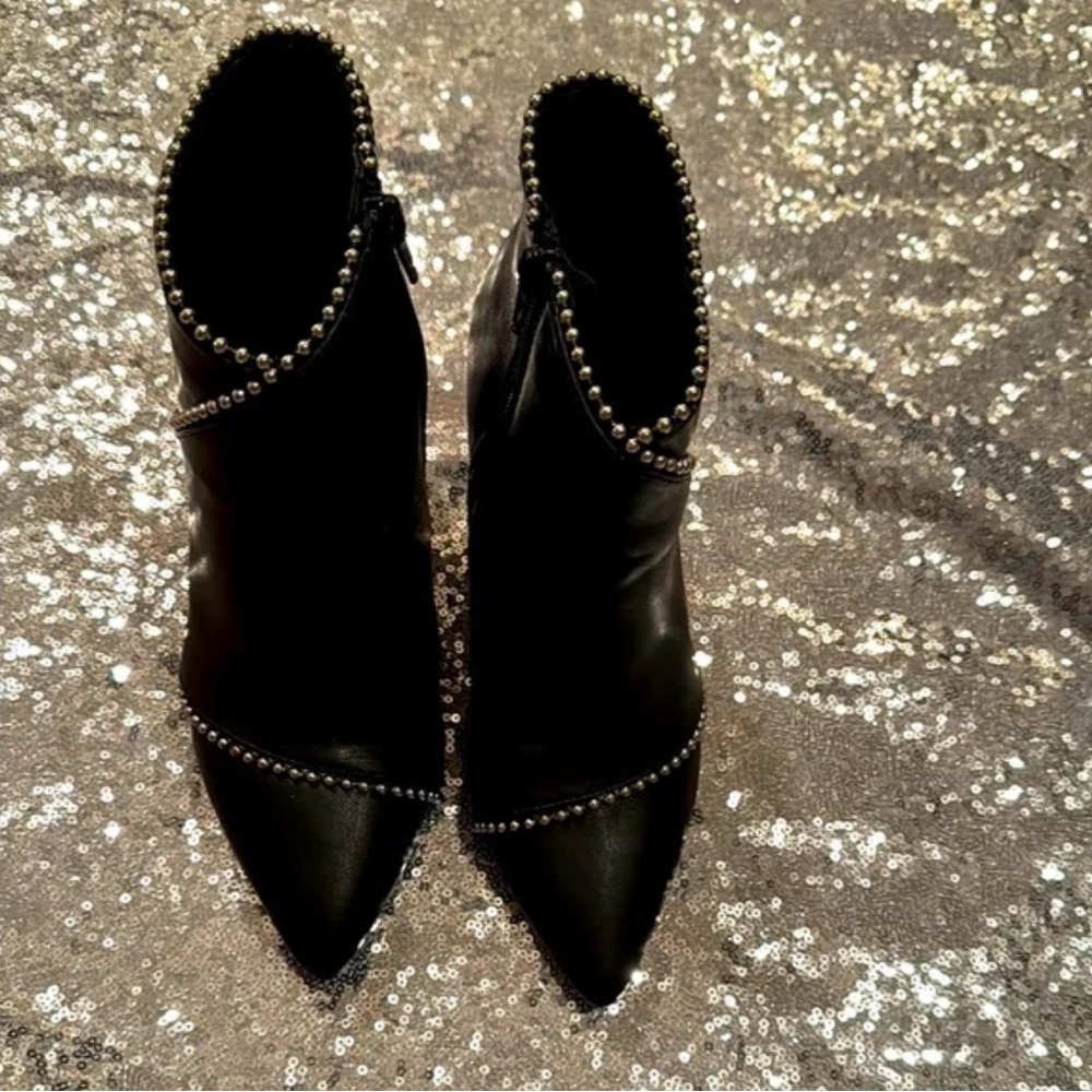 Elegant Black Studded Women's Ankle Boots